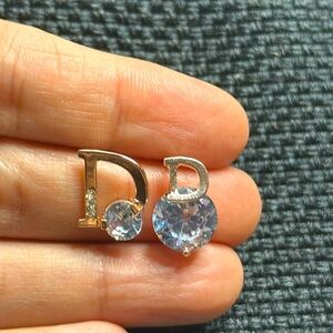 Inspired D I o r Fancy Luxury Designer Rose Gold Over 925 Silver Earrings